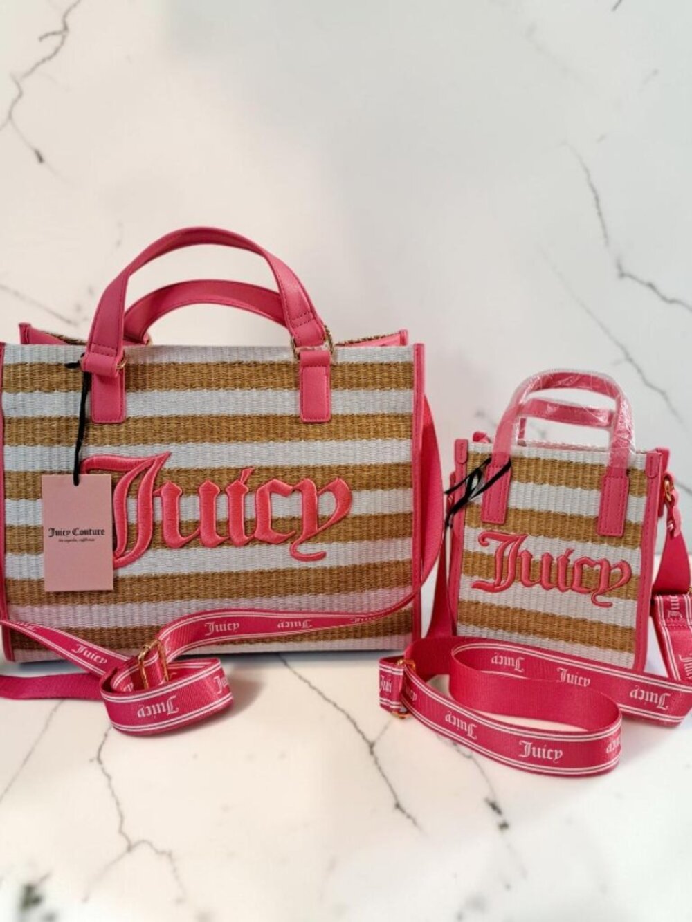 Juicy Couture Juicy Gelato Natural, White, Pink Tote & Mini Tote Bag Bundle